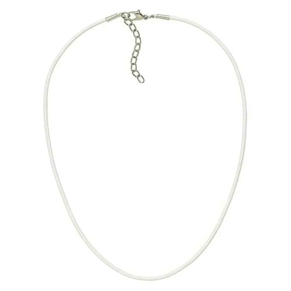 White 16" Greek Rolled Genuine Leather Cord Necklace